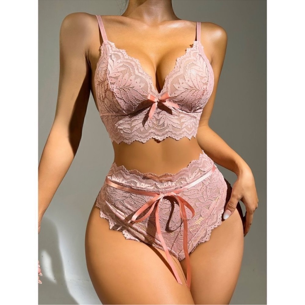Sexy Floral Lace High Waisted Lingerie Set